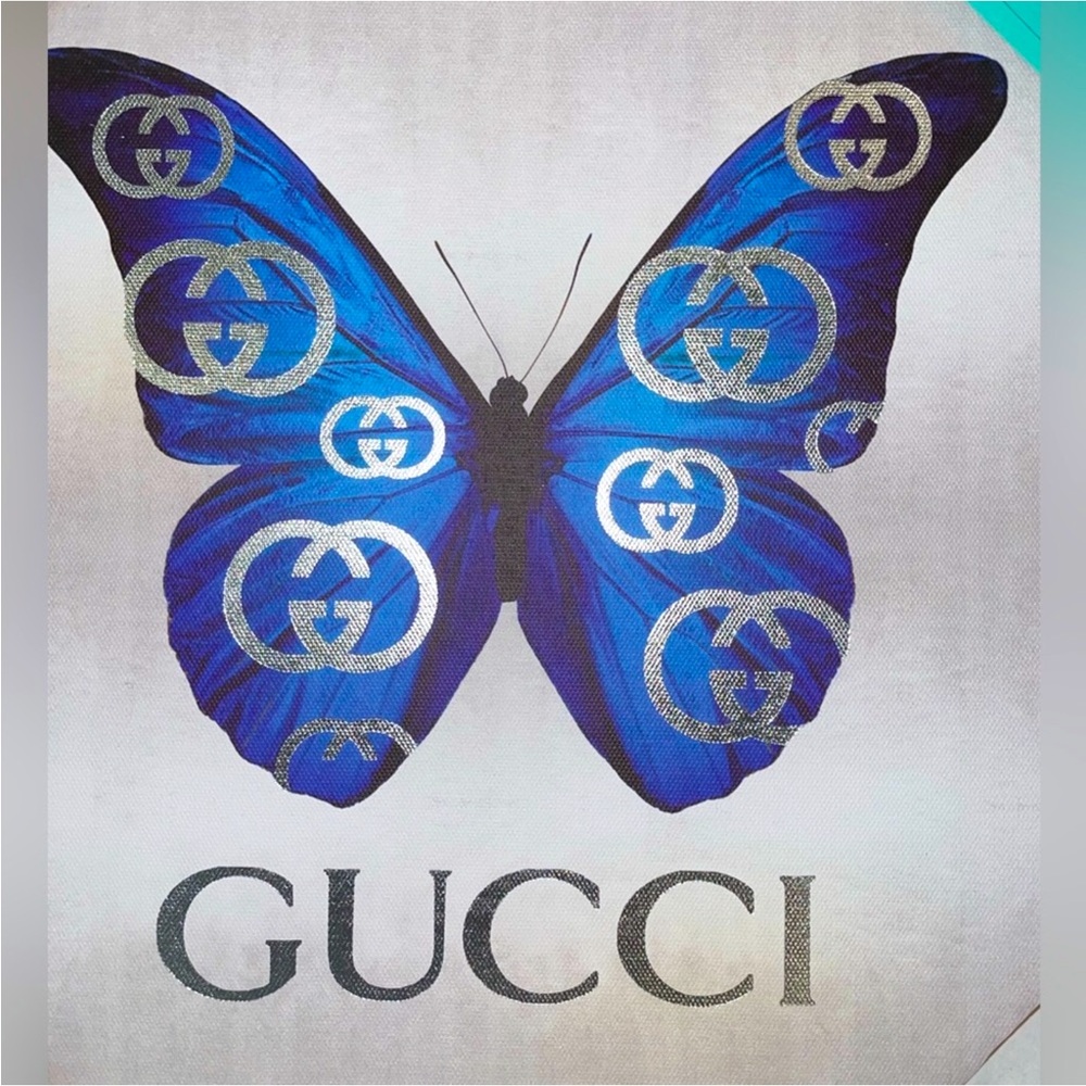 Guicci Blue Butterfly Art - Picture 1 of 2